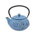 Cast Iron Teapot Autumn Leaf 600ml - Light Blue