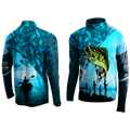 Blue Bass Lure Pattern Dye Sublimation Fishing shirt