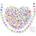 White Beads Colourful Letters