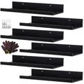 6 Pack Floating Shelves With Lips Hanging Wall Decor For Bedroom Bathroom - Modern Black