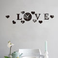LOVE Clock Acrylic Mirror (Black)