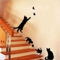 Cat Playing Butterfly Wall Sticker