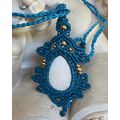Rainbow Moonstone with Blue Macrame