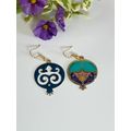 Turquoise and dark blue