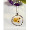 Yellow lace and white flower Necklace