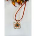 Orange blast and Blue flower square Necklace