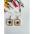 Orange blast and Blue flower square Earrings