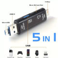 Triple Port USB Type C, USB &amp; Micro USB | MicroSD Reader + USB OTG | Black