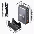 500 Watt 8-Port Gallium Nitride Smartphone Supercharger - Multi-Port USB C + USB GaN Charger