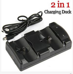 DHSKZRMJ 2 in 1 PS3 Controller Charger Station with LED Light Indicator, Charging Cable and Dock for Dual and Move Controllers