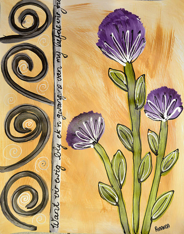 Purple flowers in Acrylic - 640mm x 510mm