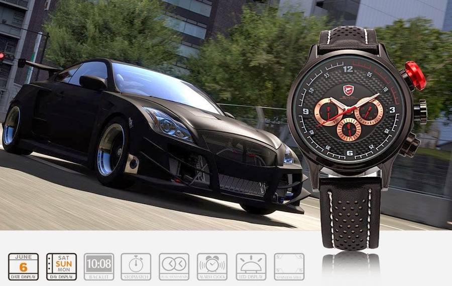 *1 day only* SHARK NASCAR GRAN TORINO INSPIRED CHRONOGRAPH WATCH BRAND NEW  FULLY LOADED!!