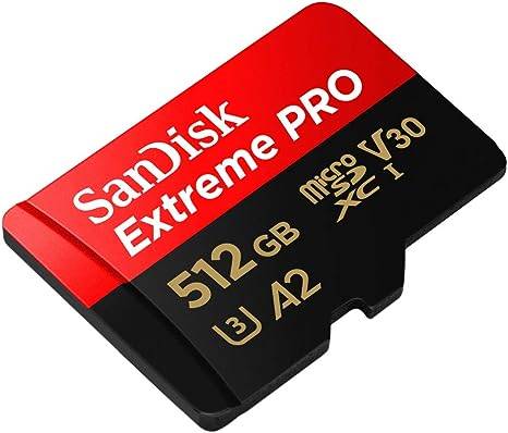 SanDisk Extreme Pro microSD UHS I Card 512GB for 4K Video 200MB/s Read, 140MB/s Write (With Adaptor)