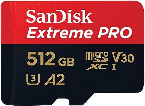 SanDisk Extreme Pro microSD UHS I Card 512GB for 4K Video 200MB/s Read, 140MB/s Write (With Adaptor)