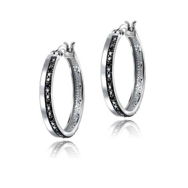 DB Designs 1/4ct TDW Black or White Diamond Hoop Earrings (I-J; I2-I3)