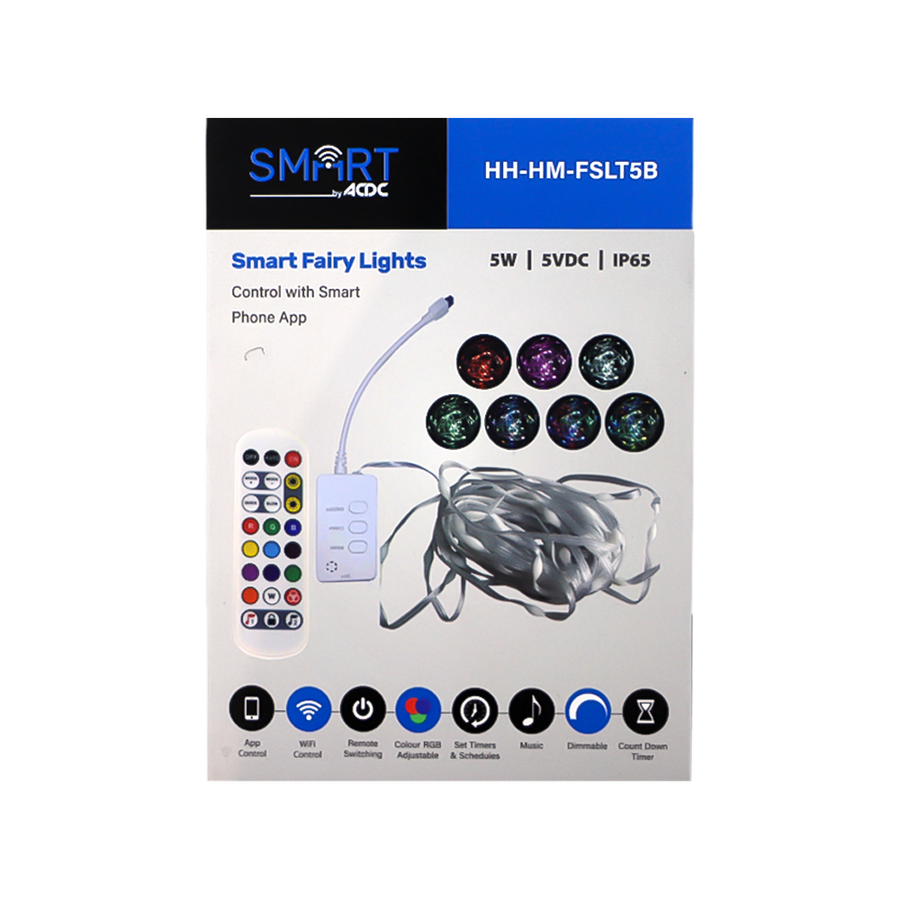 SMART WIFI RGB FAIRY LIGHT KIT 5M C/W CONT. & PSU IP65