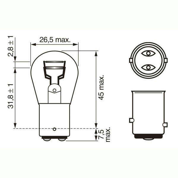 Bosch Headlight Bulb Pure Light Automotive Bulb P21/5W 12V 21/5Watt (each)