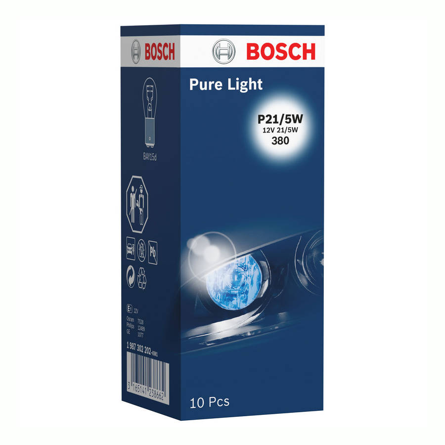 Bosch Headlight Bulb Pure Light Automotive Bulb P21/5W 12V 21/5Watt (each)