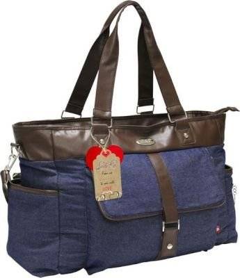 Little Co. Tote Nappy Bag - Blue Denim with Chocolate Trims