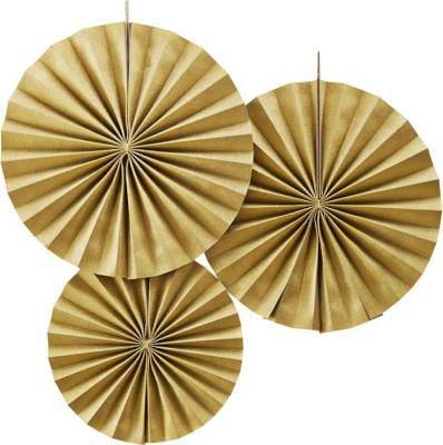 Pastel Perfection - Circle Fan Decorations - Gold (Pack of 3)