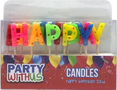 Happy Birthday Letter Candles (Mixed Colours)