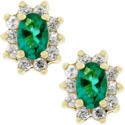 Kate Bissett Goldtone Emerald Cubic Zirconia Stud Earrings