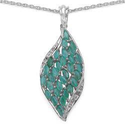 Malaika Sterling Silver Emerald and Diamond Pendant