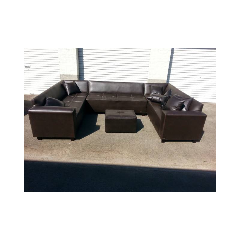 U Shaped Closed Arm Bonded Leather - Black