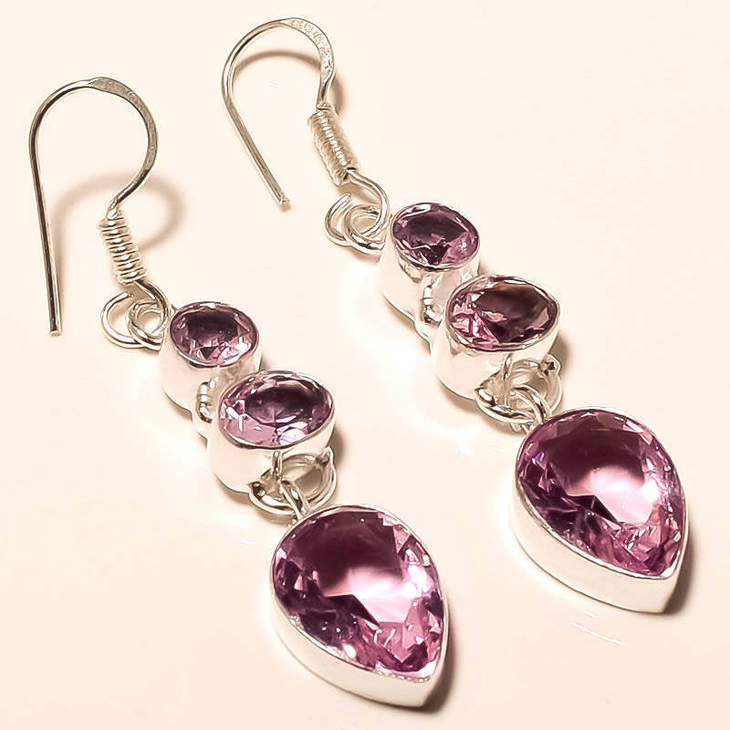 INDIA RANGE!! - GORGEOUS PINK TOPAZ IN STERLING SILVER EARRINGS!!