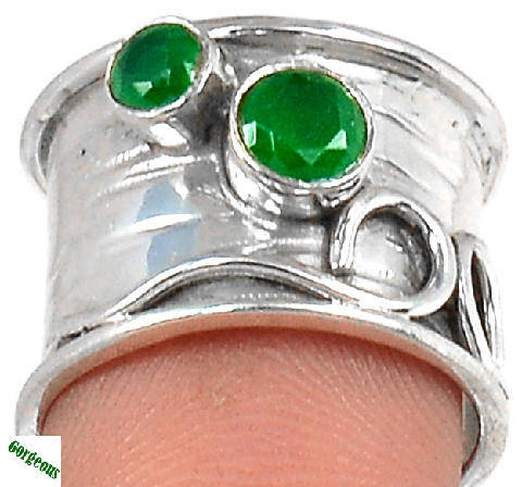 ***WOAW!!!*** GORGEOUS INDIAN EMERALDS IN SOLID STERLING SILVER RING!!!