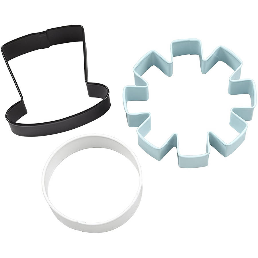 Wilton 3pc Snowman Hat Circle Snowflake Christmas Fun Shape Cookie Cutter Set
