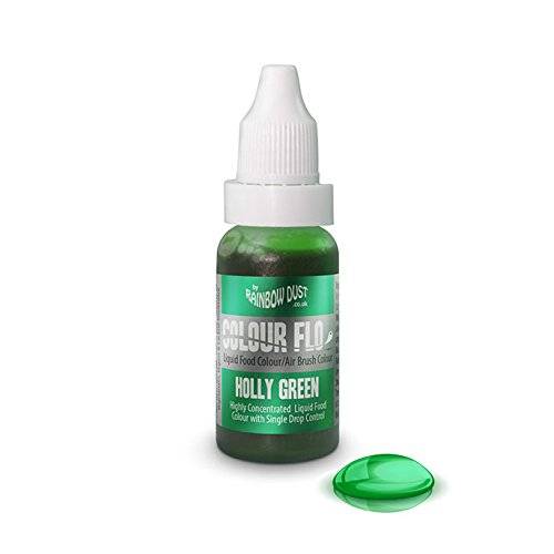 HOLLY GREEN Rainbow Dust Colour Flo Concentrated Liquid Food Air Brush Colouring