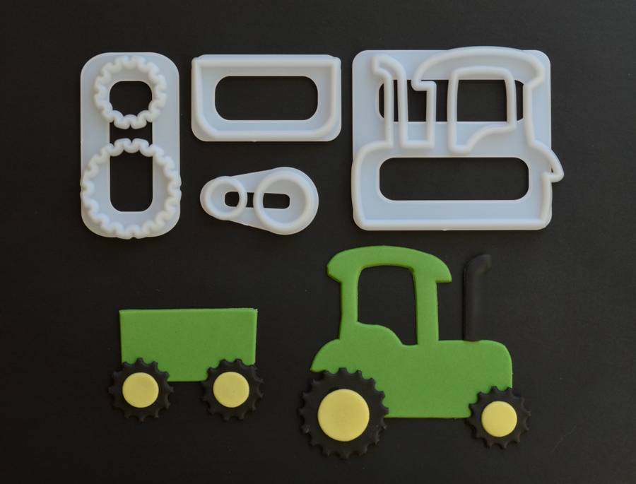 FMM Icing Cutter Farm Farmer Tractor Set Boys Cake Fondant Stencil Cut Out Tool