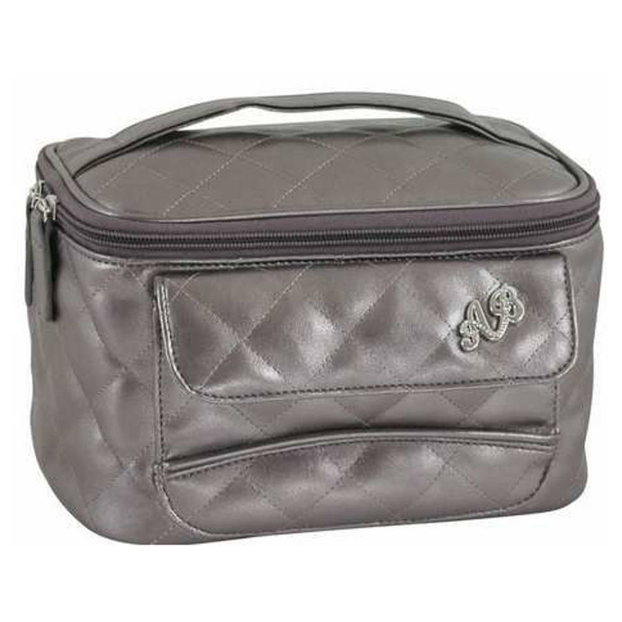 AB Collezioni Ladies Girls Glamour Beauty Cosmetics Makeup Case Silver/Grey NEW