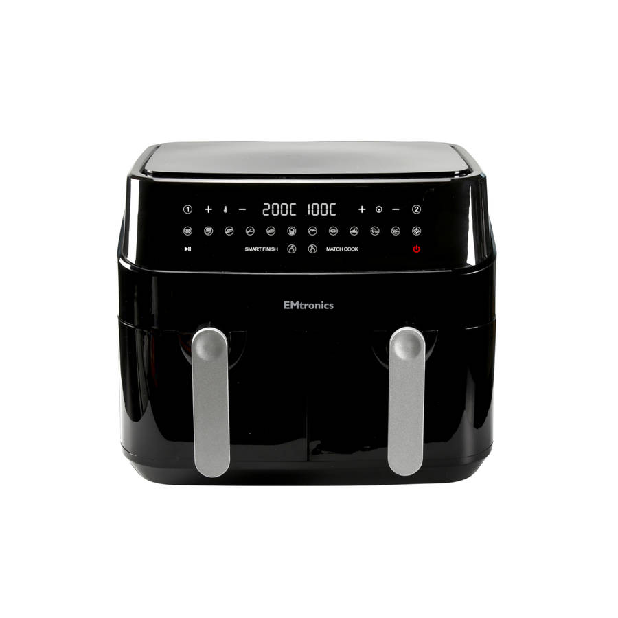 EMtronics EMDAF9LD Digital 9L Double Basket Large AirFryer with Timer-Black Bgrade damaged packaging