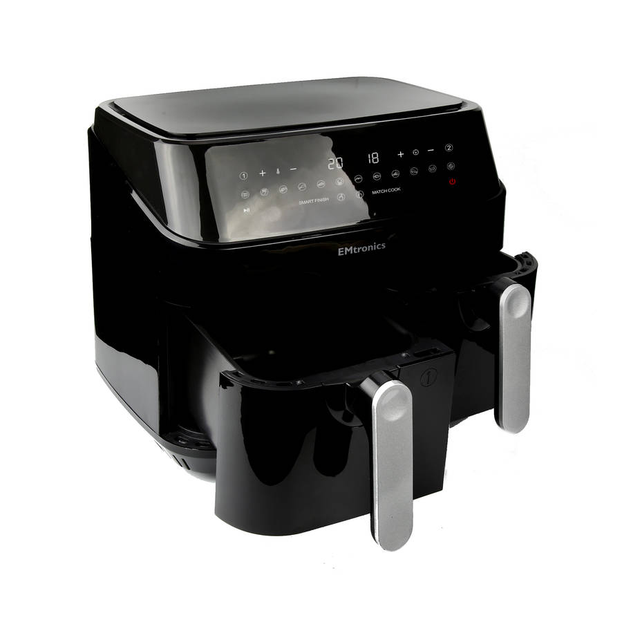 EMtronics EMDAF9LD Digital 9L Double Basket Large AirFryer with Timer-Black Bgrade damaged packaging