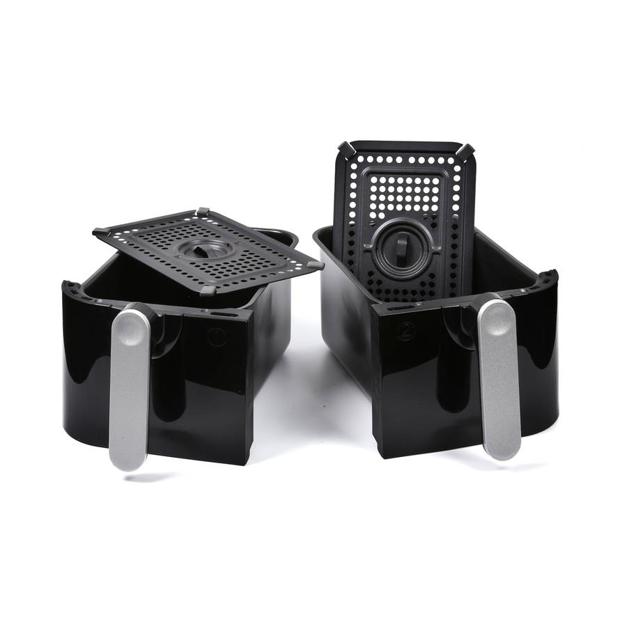 EMtronics EMDAF9LD Digital 9L Double Basket Large AirFryer with Timer-Black Bgrade damaged packaging