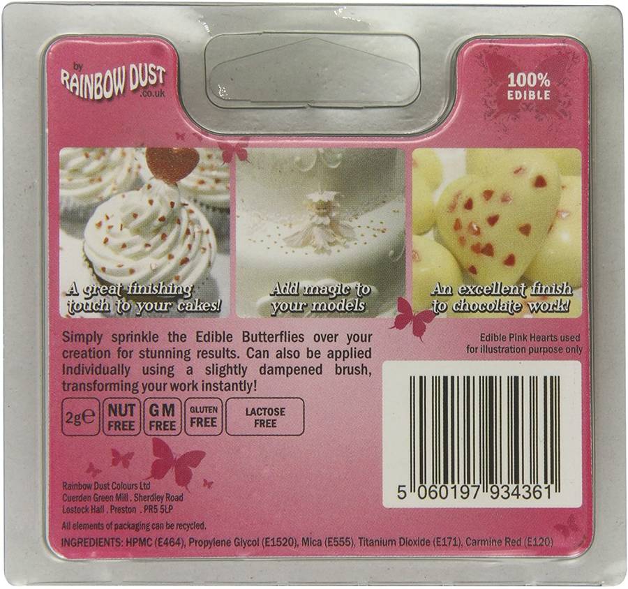 Rainbow Dust Edible Metallic Cake Decorating Shapes Pink Butterflies Sprinkles
