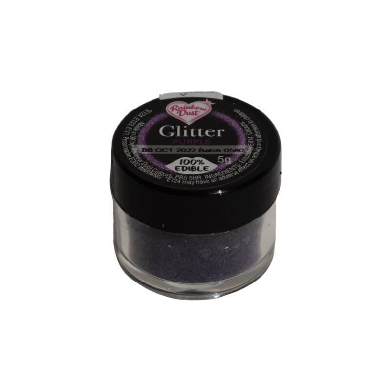 Rainbow Dust Glitter Edible Decoration for Cakes and Sugarcraft 5g - Purple