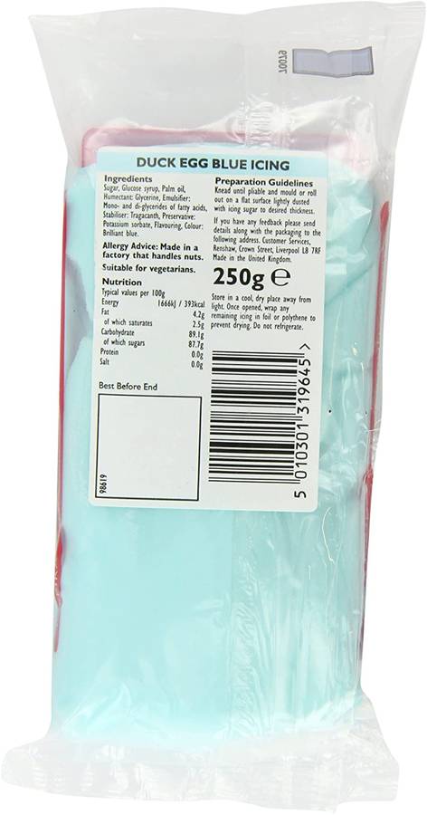 Renshaw Ready Roll Icing Fondant Cake Regalice Sugarpaste 250g DUCK EGG BLUE