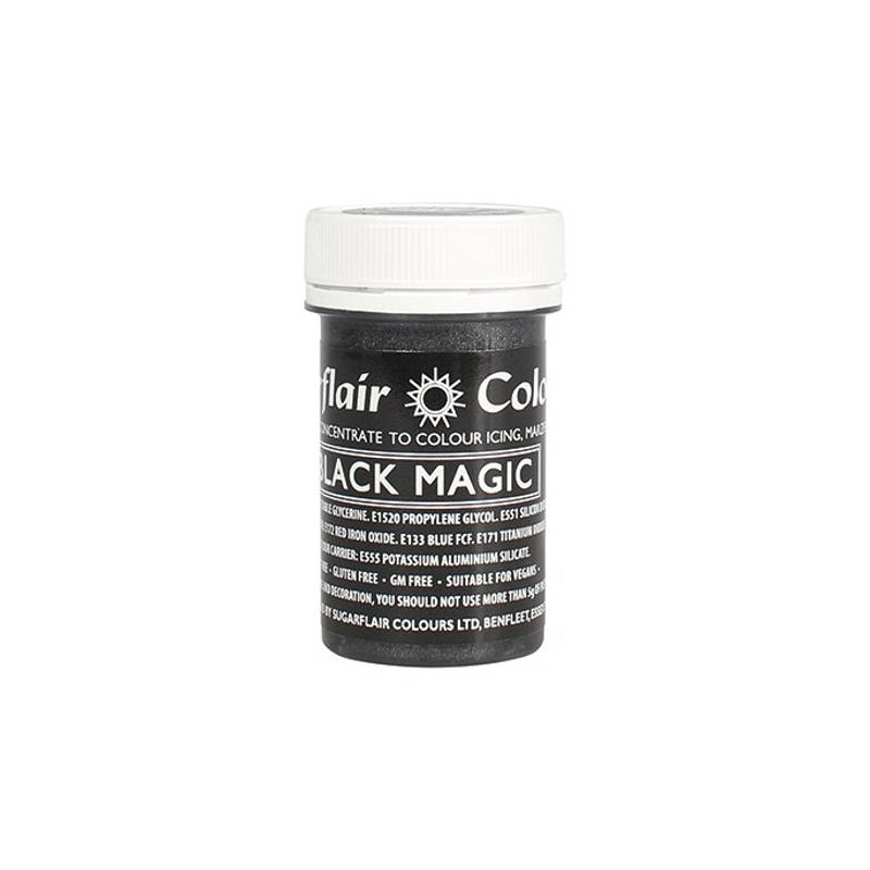 Sugarflair Satin Paste Concentrated Edible Food Colouring Gel - Black Magic