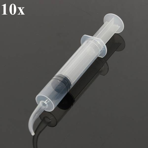 10pcs 12mL Disposable Curved Tip Syringe Injector For Dental