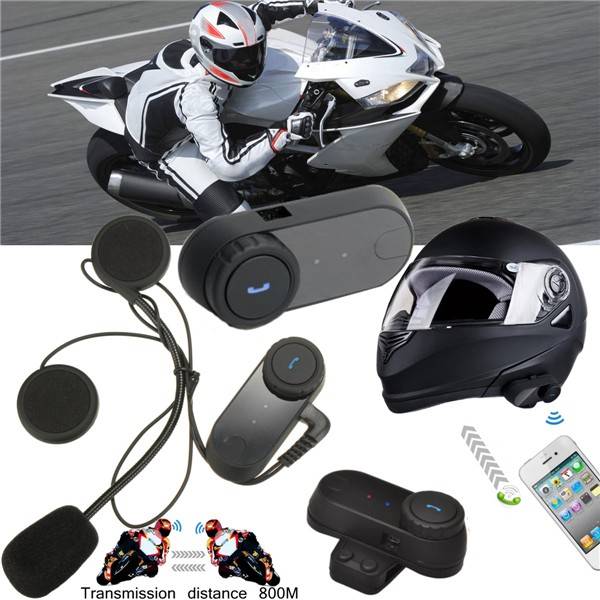 800m Motorcycle Intercom Interphone Helmet Headset with Bluetooth Waterproof CE
