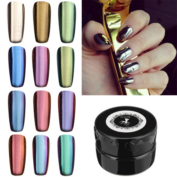 12 Colors Magic Mirror Chrome Effect Metallic Powder Set Nail Art Additive Pigm
