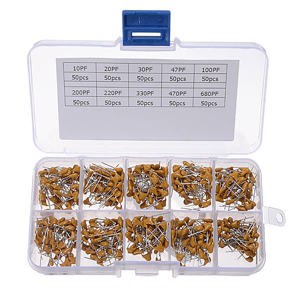 500Pcs 10 Values 10PF-680PF Multilayer Monolithic Ceramic Capacitor Assorted Ki