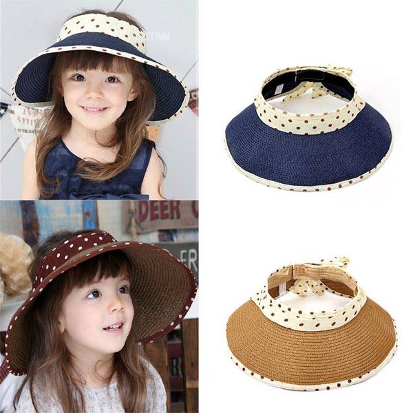 6 Color Girl Summer Casual Polka Dot Bow-knot Beach Sun Hat Straw Cap