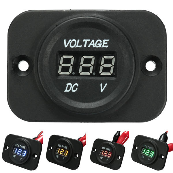 12V-24V Waterproof LED Voltmeter Voltage Meter Gauge Car Boat Marine Motorcycle