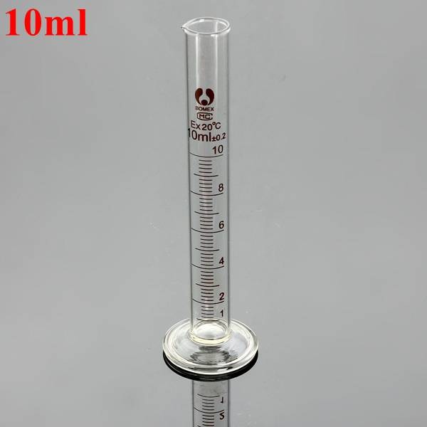 10ml Glass Graduated Measuring Cylinder Tube With Round Base And Spout