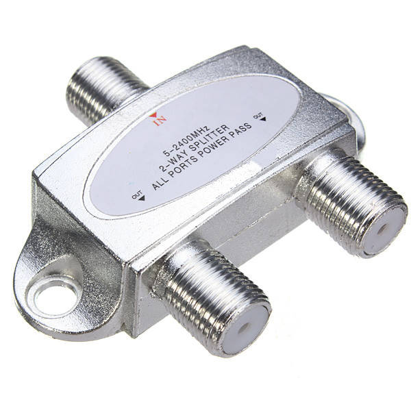 53 x 45 x 14mm 2-Way Satellite Cable Splitter 5-2400MHZ
