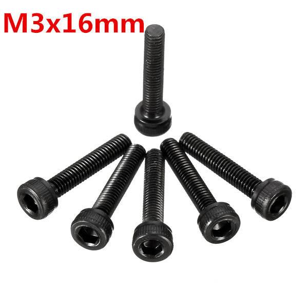 25/50/100pcs Metric Thread M3x16mm Hexagon Socket Cap Head Steel Screw Bolt